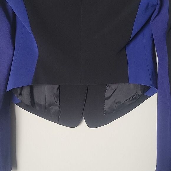NWT XS BCBG Bowie Blazer Jacket Black Blue Feminine Sexy Fitted Tuxedo Office - Picture 9 of 16